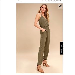 Lulu’s Learning To Fly Olive Green Jumpsuit